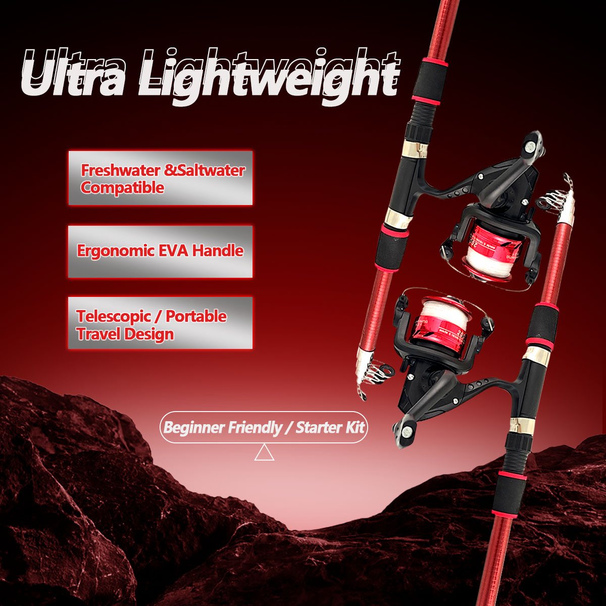 Fishing Line Spooler - Spinning Fishing Rod and Reel Combo1.8M